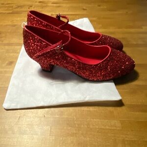Very Fine Ruby Red Glitter Heels 9.5 Dancesport